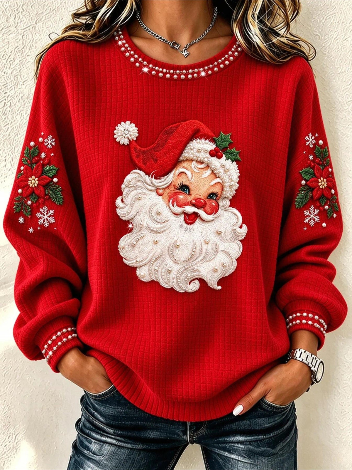 Father Christmas Casual Crew Neck Regular Fit Sweatshirt