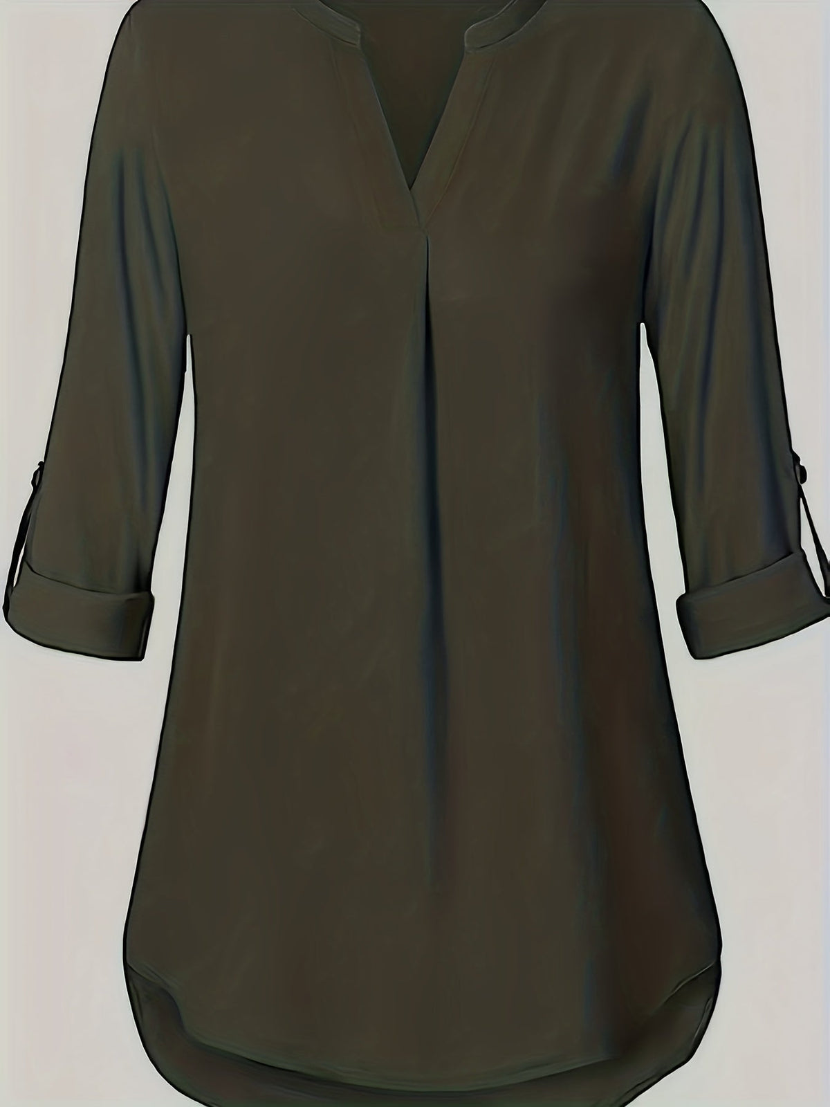 Solid Simple Blouse, Casual V Neck Long Sleeve Blouse