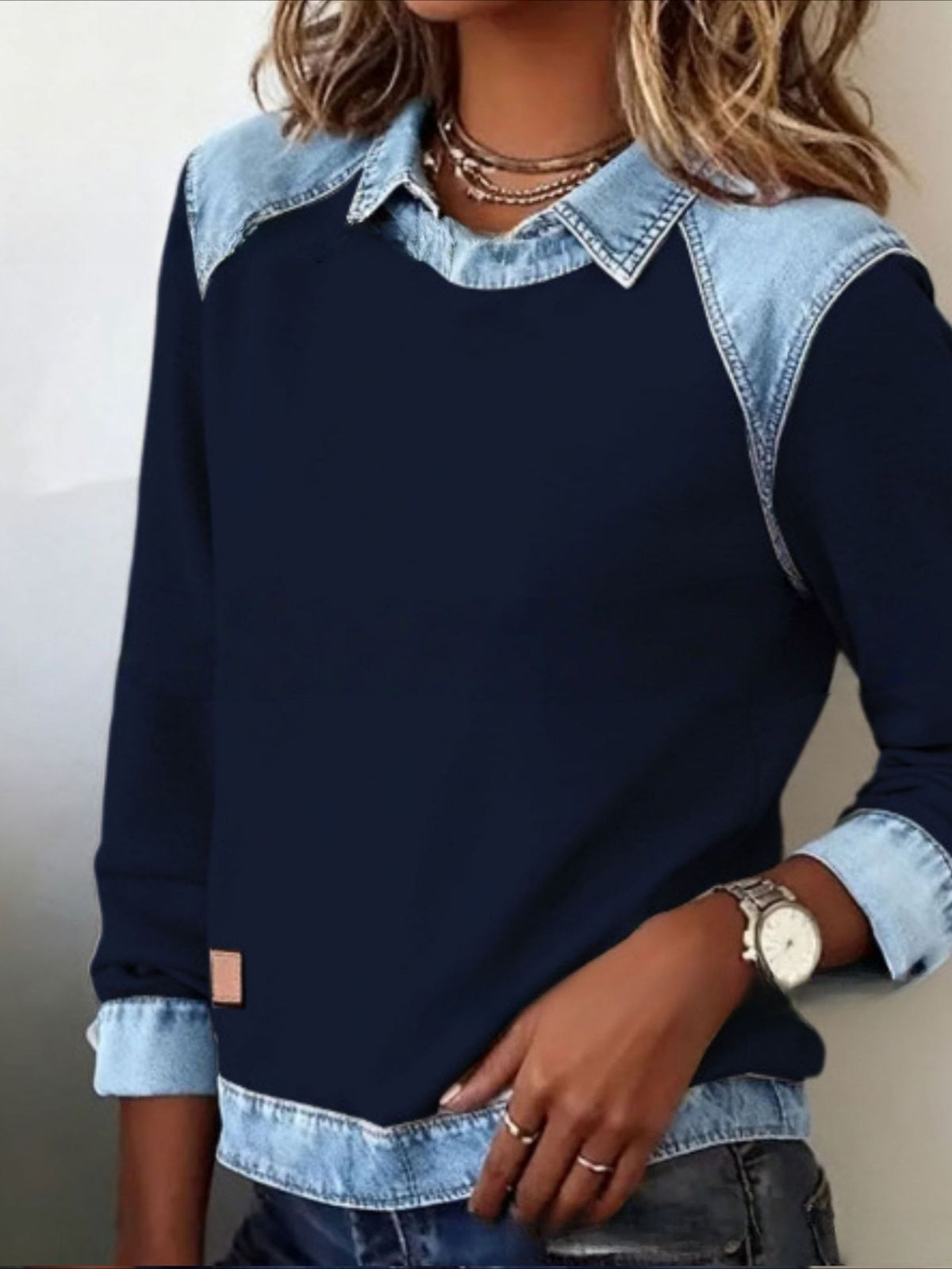 Color Block Stylish Casual Long Sleeve Shirt