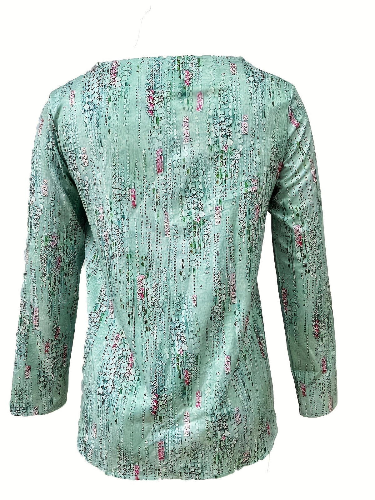 Women's Floral Print Button Up Half Sleeve V Neck Top