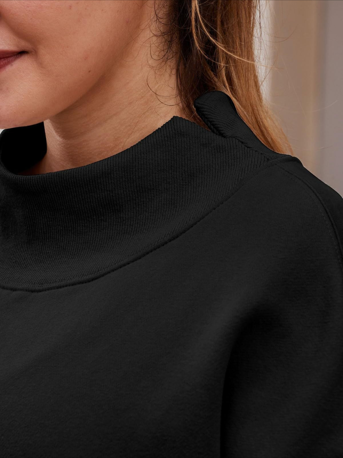 Oversized Mock Neck Drop Shoulder Sweatshirt