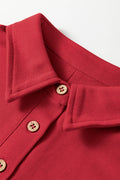 Racing Red Loose Polo Tee Elastic Waist 2pcs Short Set