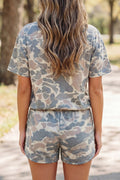 Multicolour Camouflage Loose Tee Drawstring Shorts 2pcs Outfit
