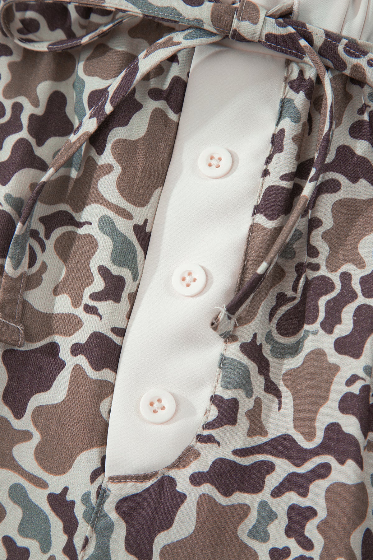 Khaki Camouflage Print Ruffle Boxer Shorts