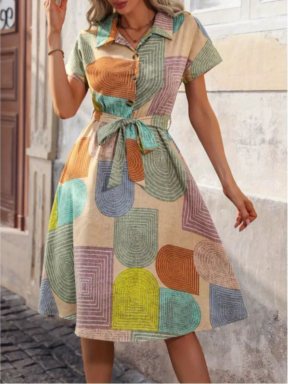 Bohemian Floral Print V-Neck Midi Dress