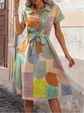 Bohemian Floral Print V-Neck Midi Dress