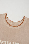 Parchment Contrast Trim Short Sleeve Knit HOWDY Western Sweater