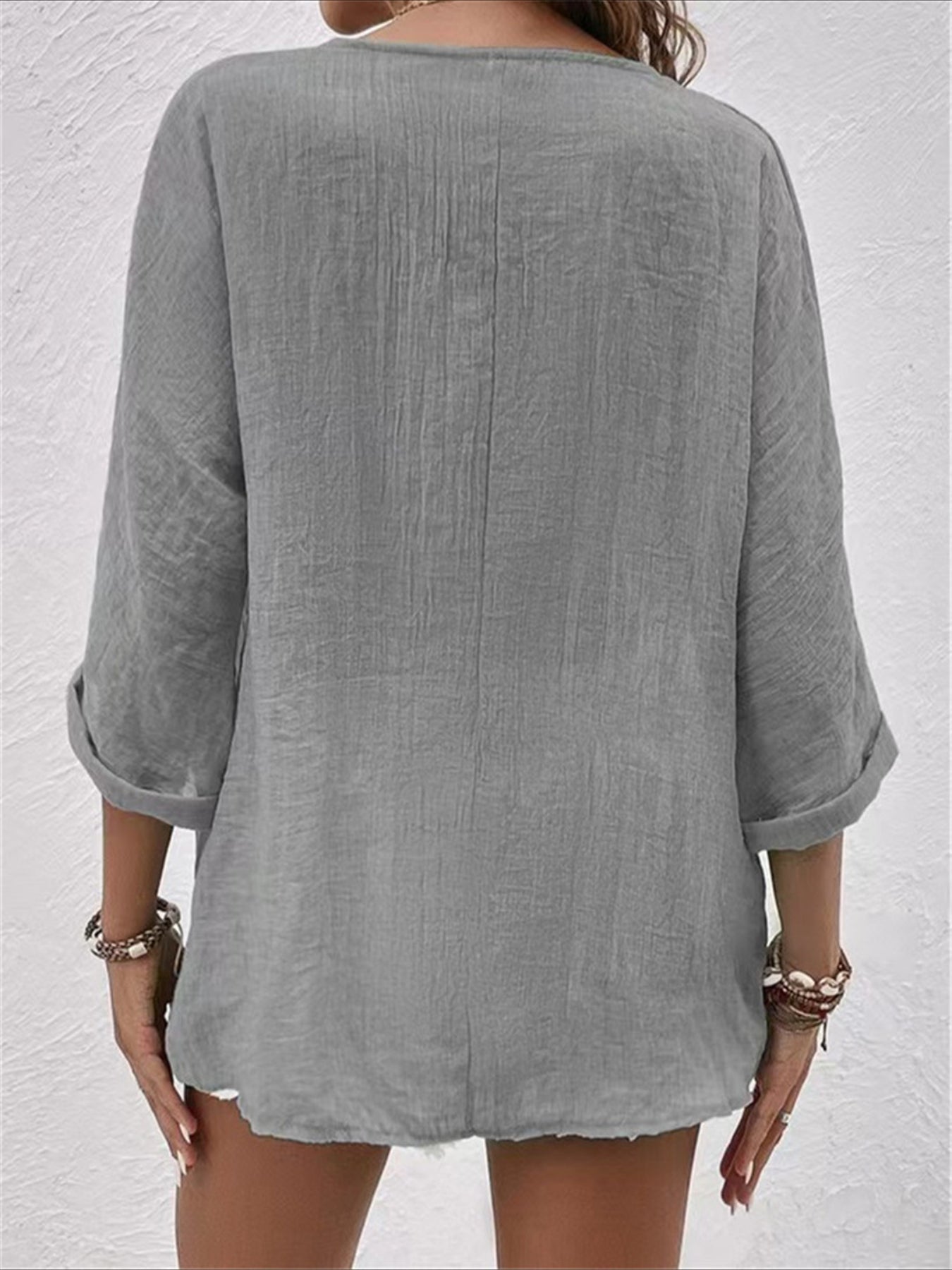 V-neck Pullover Short Sleeve Loose Shirt
