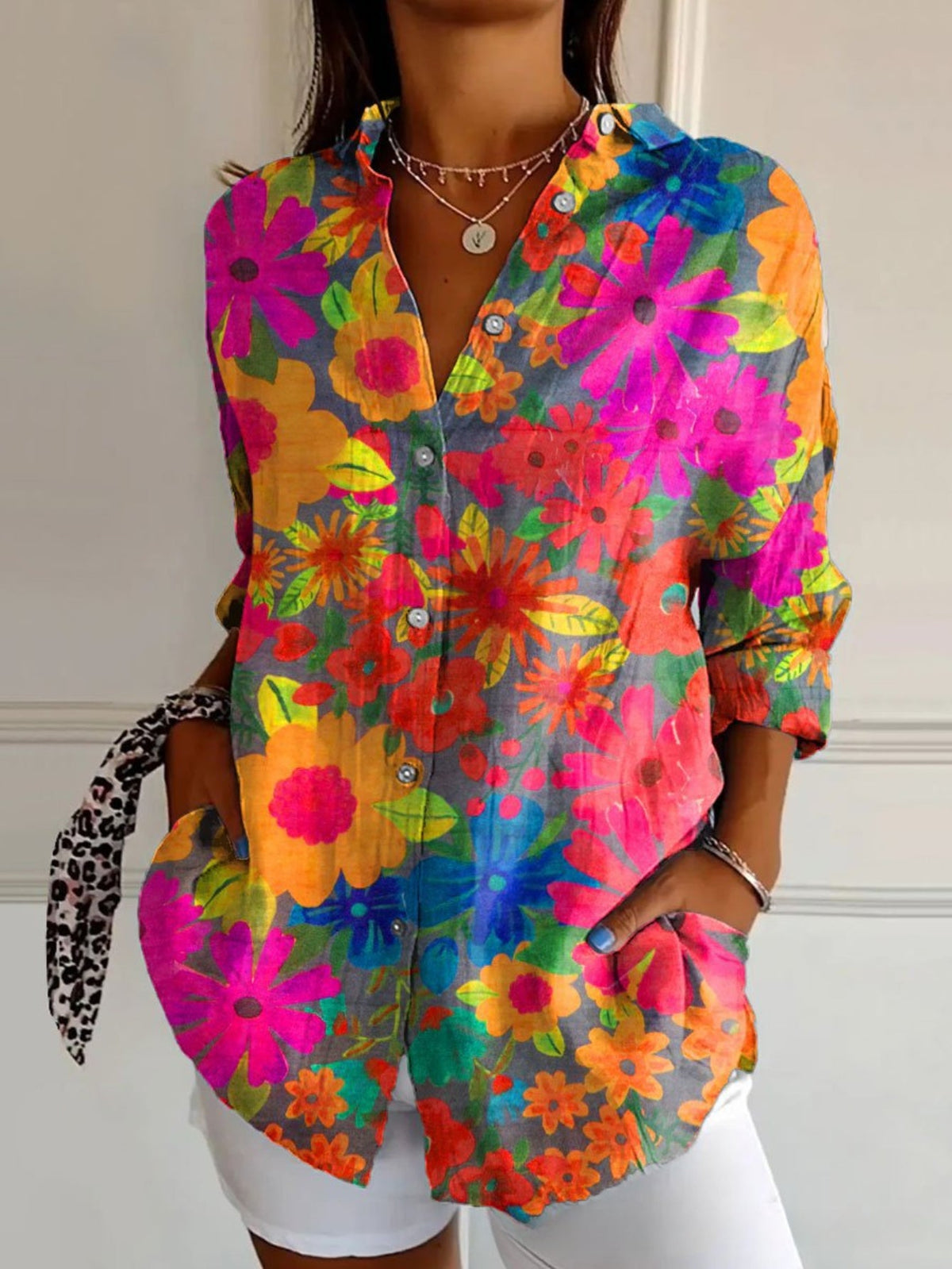 Casual Shirt Long Sleeve Floral Regular Loose Top