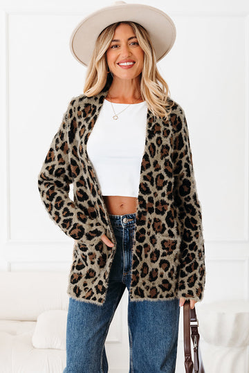 Brown Leopard Open Casual Cardigan