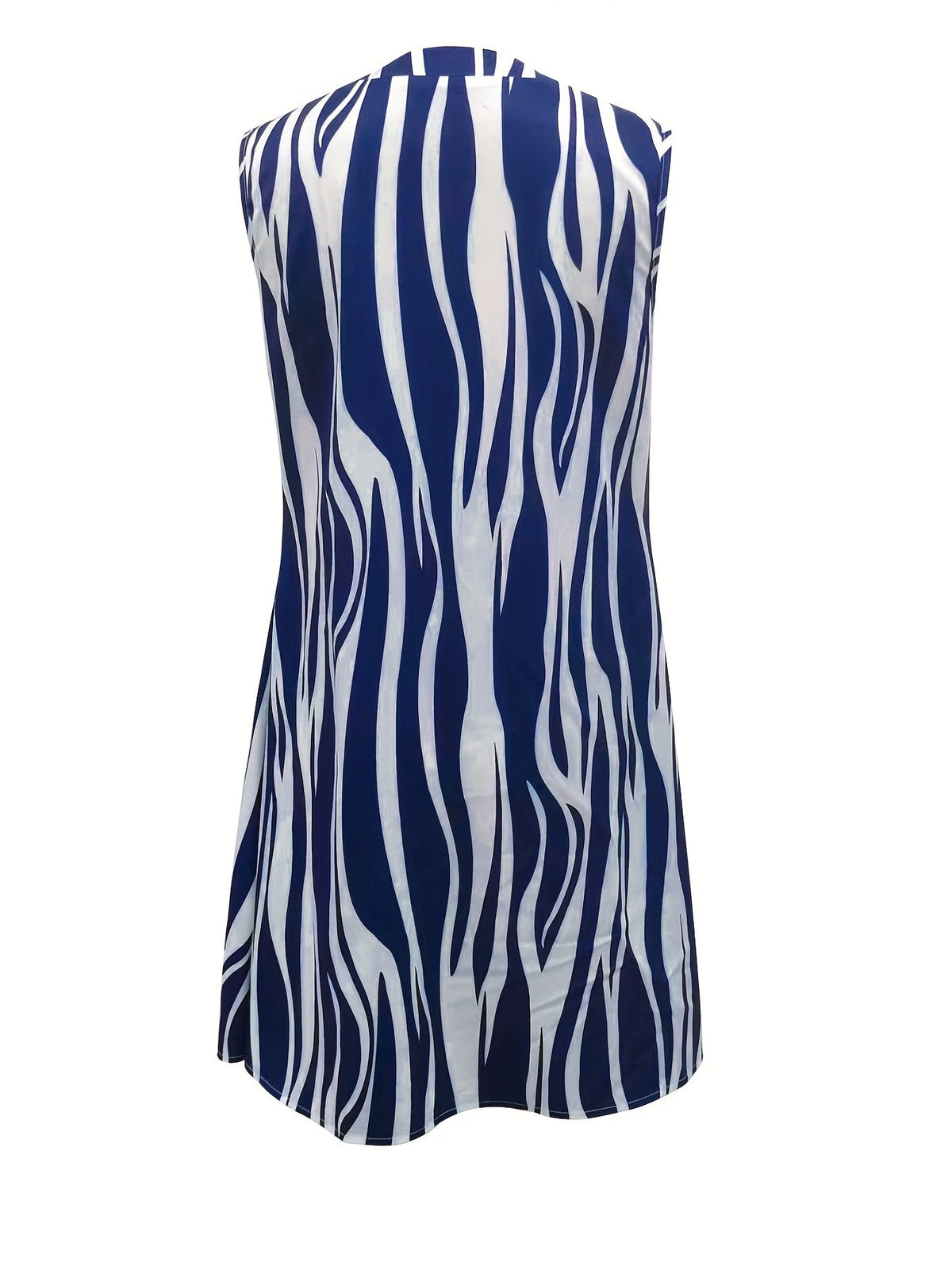 Abstract Ripple Print Dress, Casual V Neck Sleeveless Dress