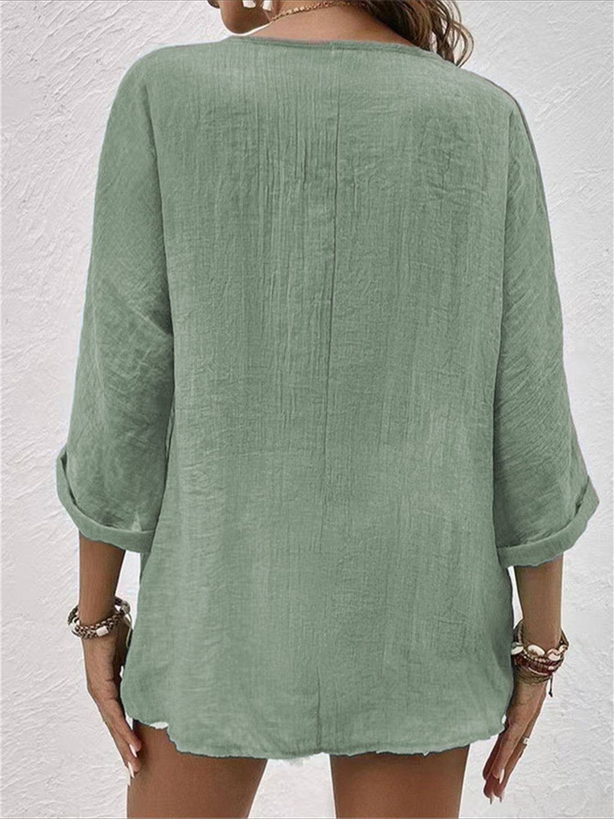 V-neck Pullover Short Sleeve Loose Shirt