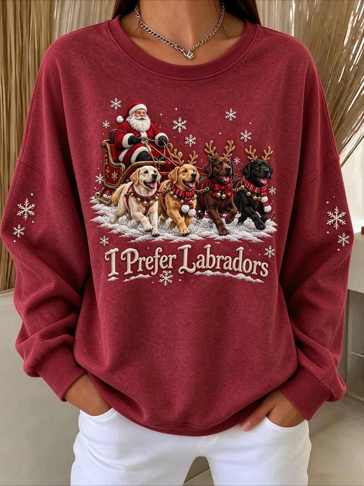 "I Prefer Labradors" Christmas Sleigh Graphic Sweatshirt