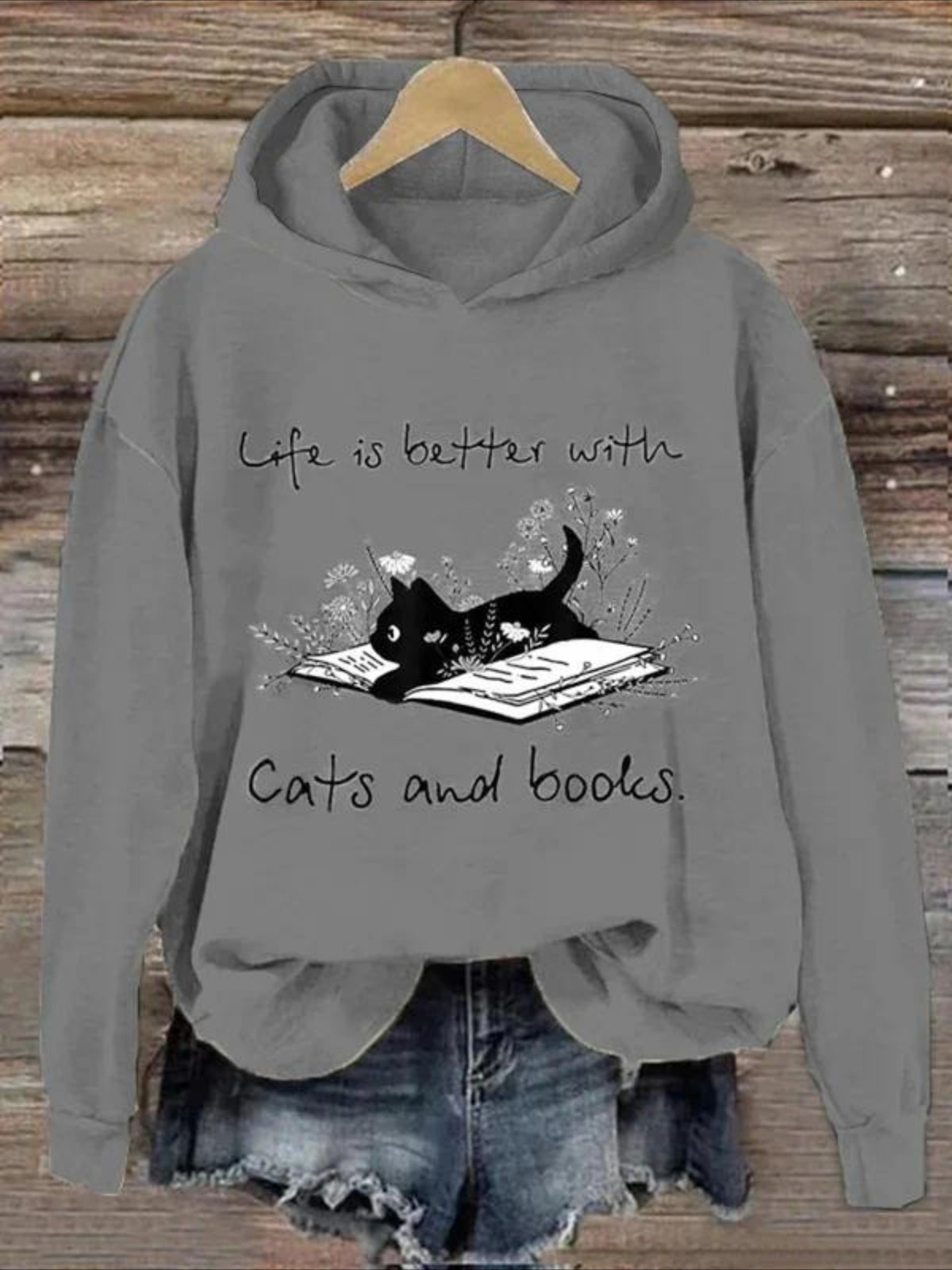 Fleece lining Long Sleeve Vintage Spring/Fall Hoodie