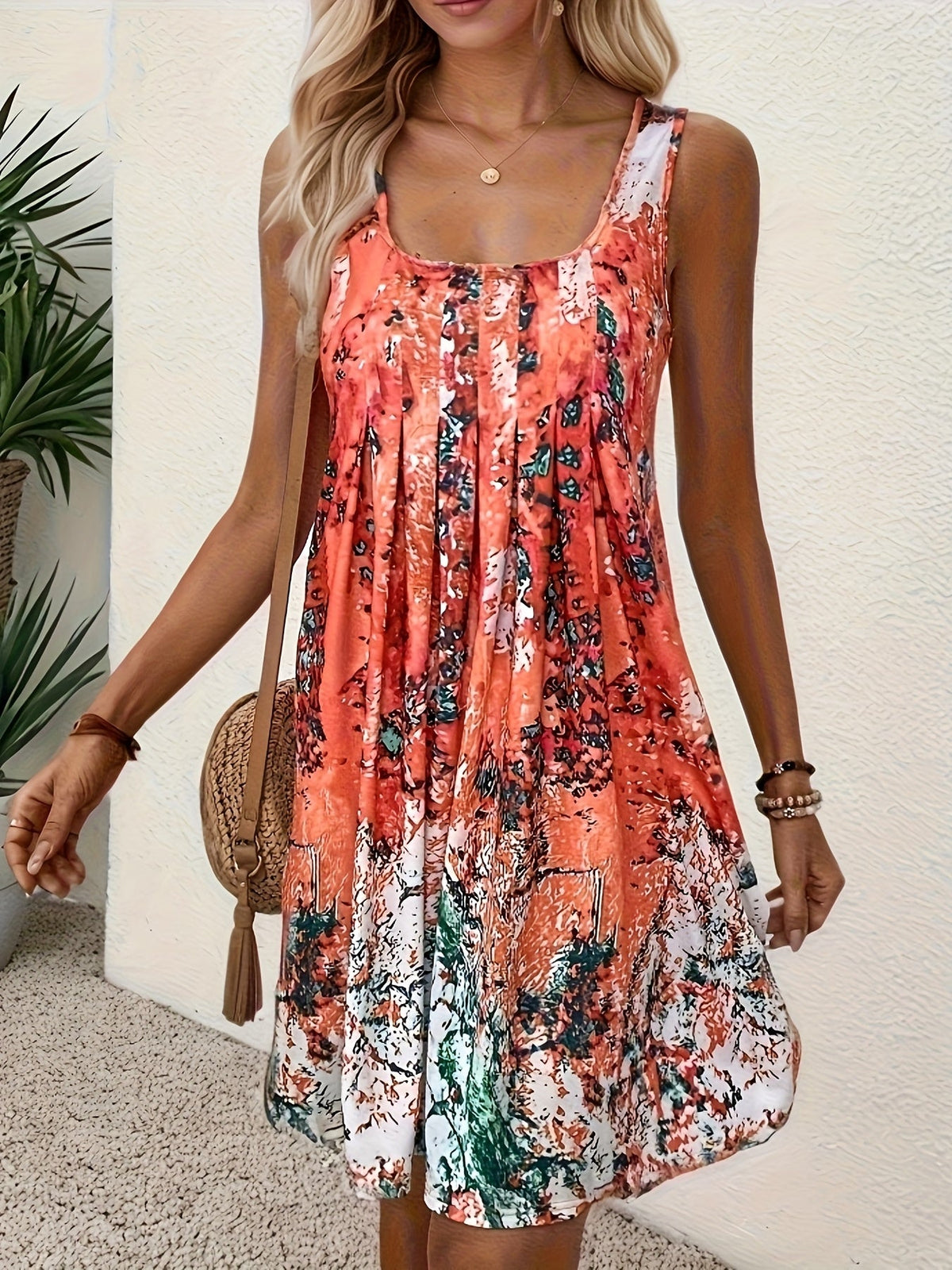 Tropical Floral Print Women's Casual Dress
