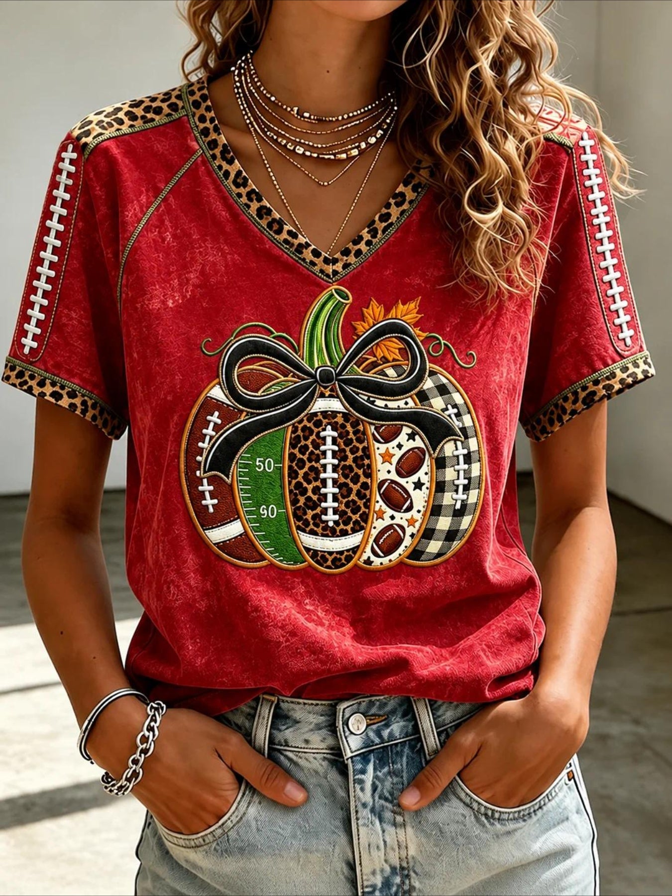 100% Cotton V Neck Vintage Regular Print Fit T-Shirt