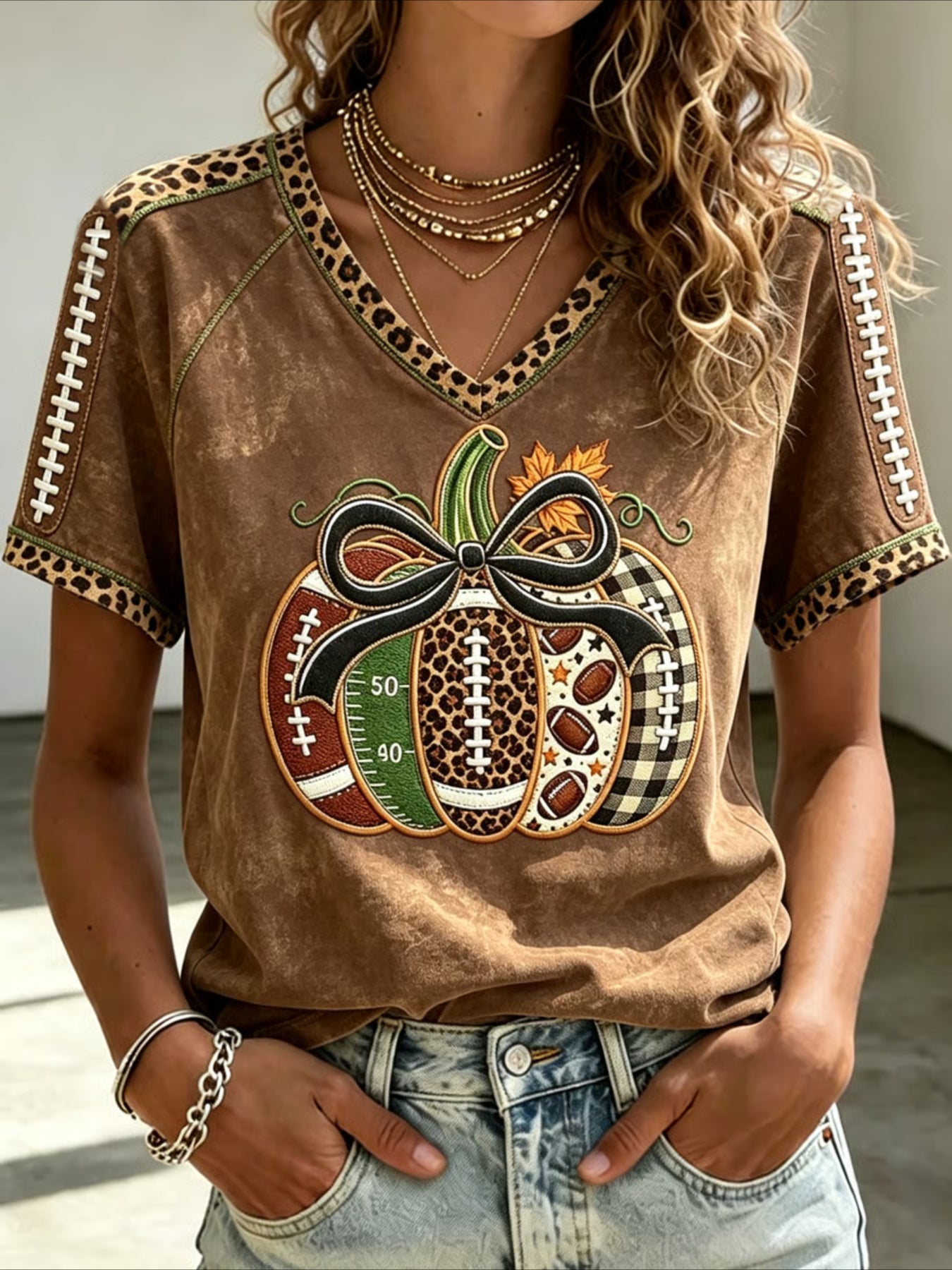 100% Cotton V Neck Vintage Regular Print Fit T-Shirt