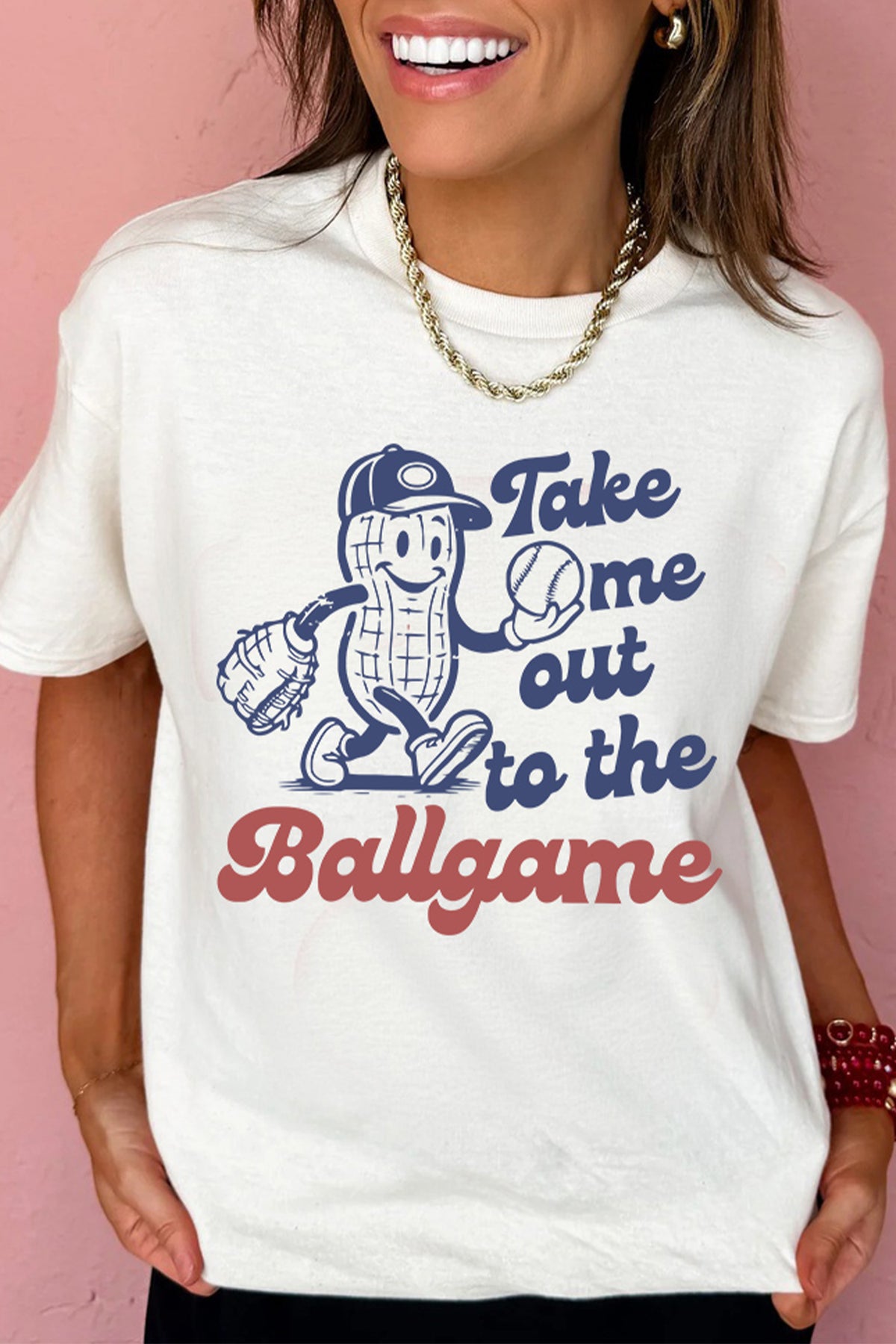White Take me out to the Ballgame Casual Tee
