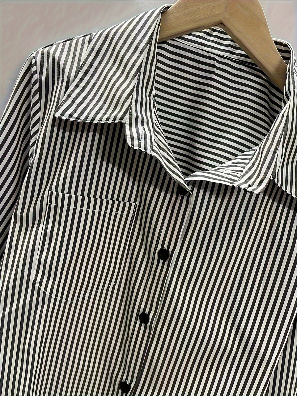 Stripe Print Polo Collar Button Shirt, Casual Long Sleeve Shirt