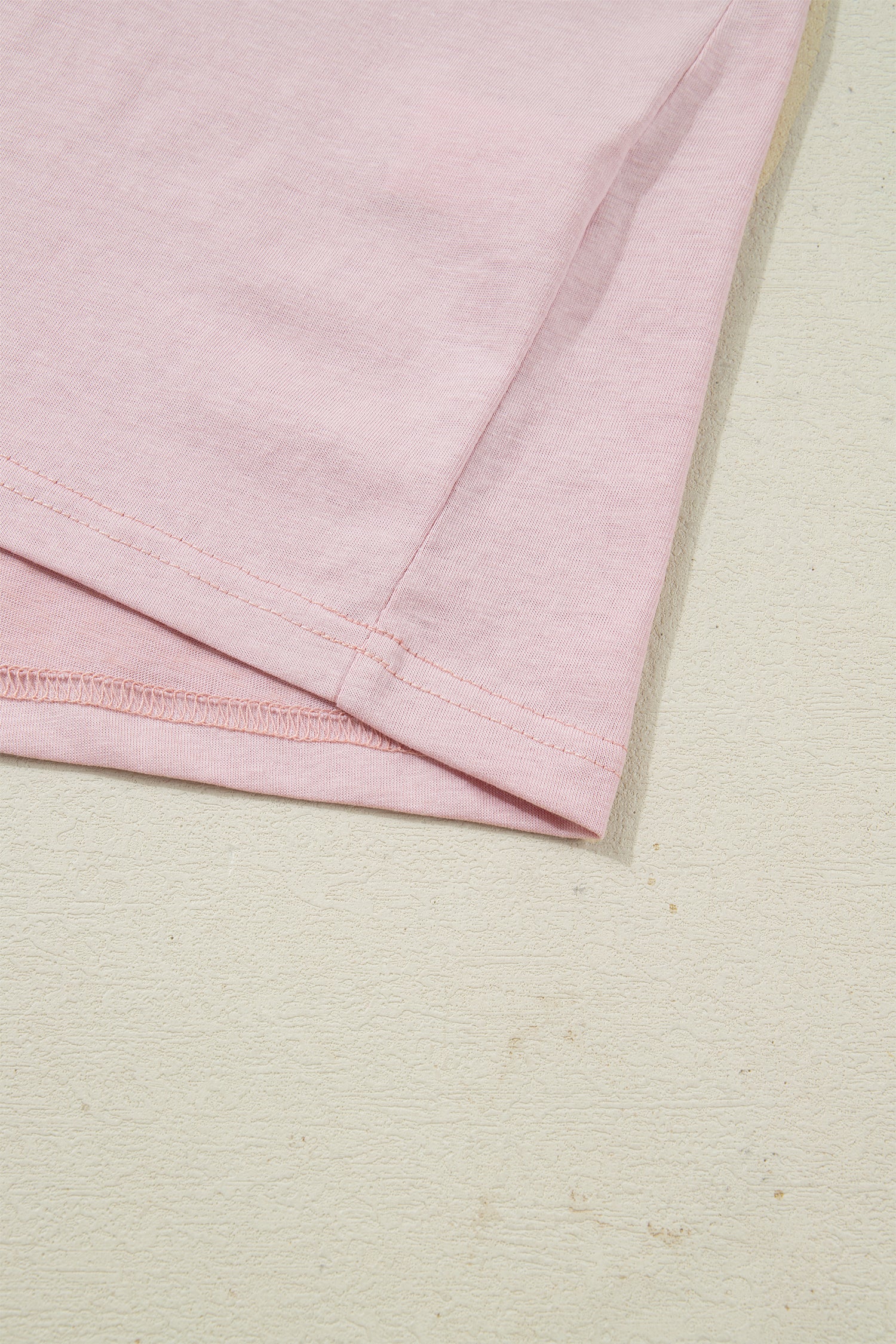Pink Contrast Floral Patched Flowy Half Sleeve Blouse