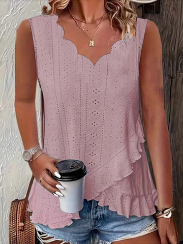 Plain Daily Casual Sleeveless V Neck Regular Tank Top