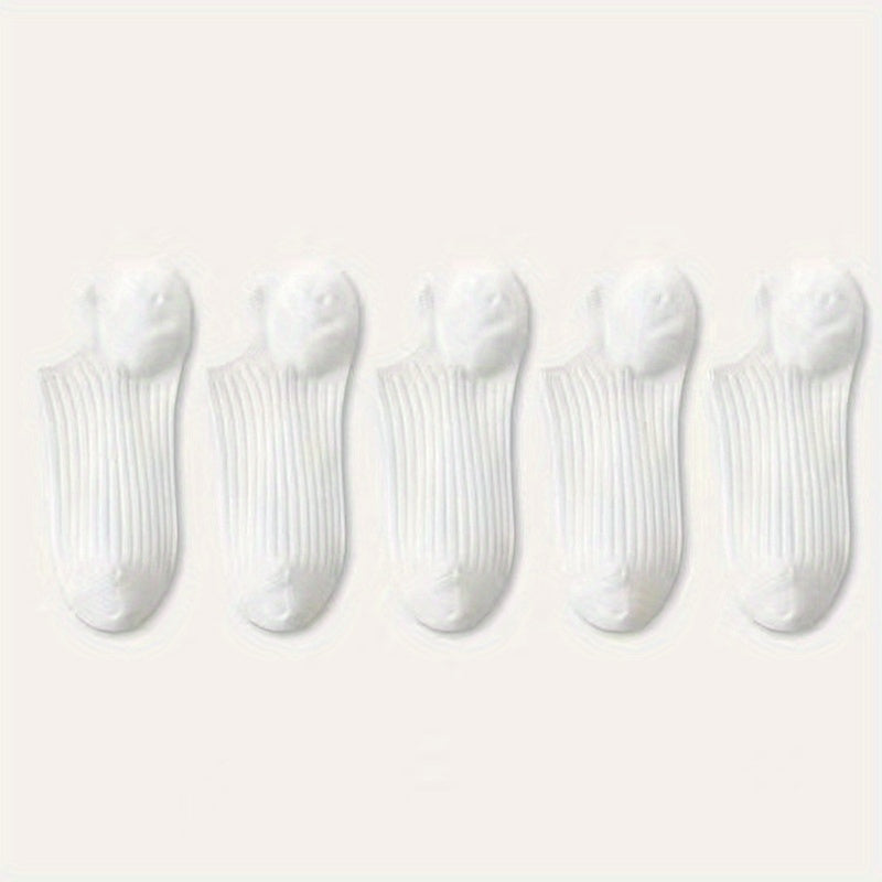 5/10 Pairs Colorful Ribbed Short Socks, Comfy & Breathable Elastic Ankle Socks