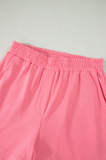 Coral Paradise Half Zipped Ruffled Short Set