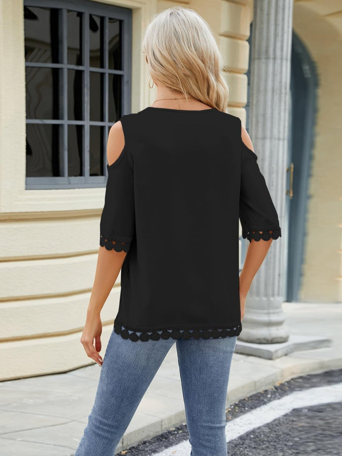 Womens Tops Cold Shoulder Crew Neck Short Sleeve Summer Tunics Blouse Casual Loose Fit T Shirts