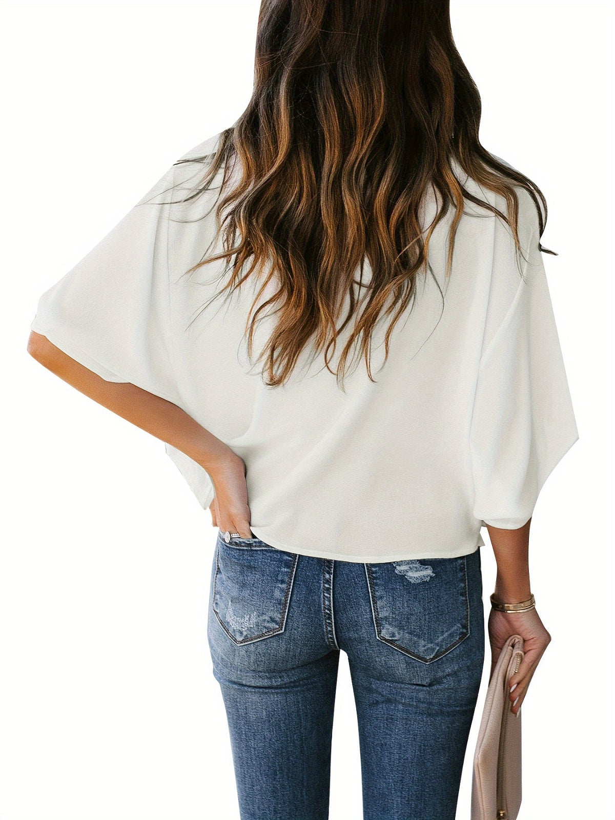 Women's Solid Cowl Neck Batwing Sleeve Blouse - Casual and Comfortable Fashion Top