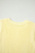 Yellow Cream Solid Color Cropped Knit Knot Back Cutout Sweater Tank