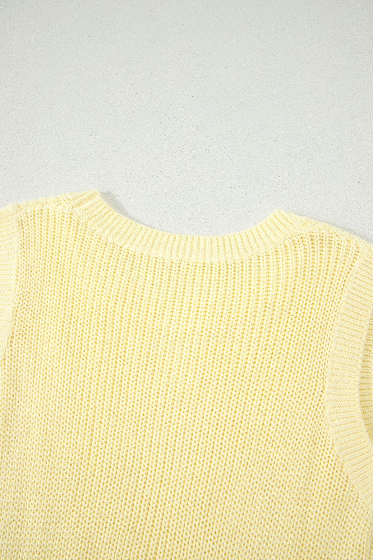 Yellow Cream Solid Color Cropped Knit Knot Back Cutout Sweater Tank