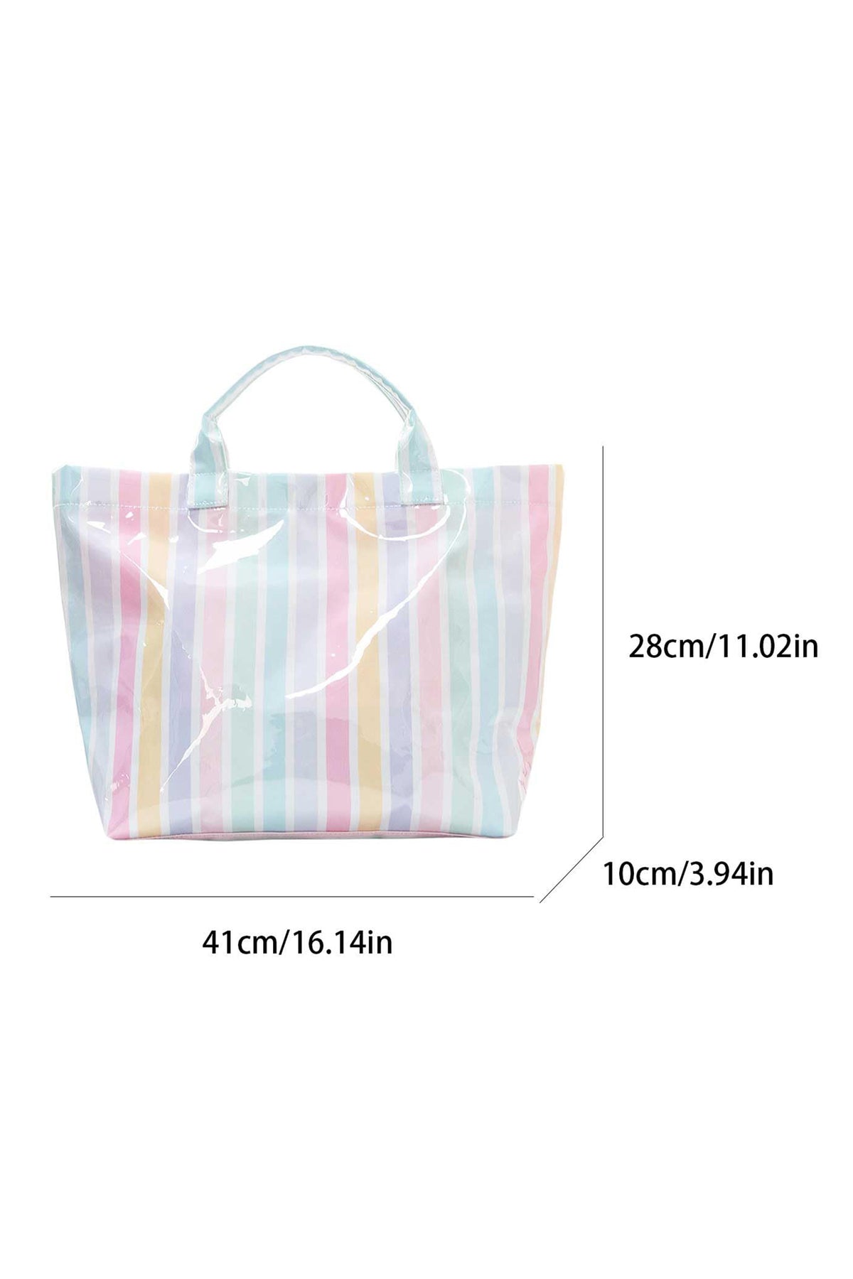 Red Glossy Striped Vinyl Large Tote Bag (Color Varied)