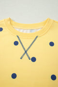 Yellow Polka Dot Print Crossed Seam Detail Oversize Tee
