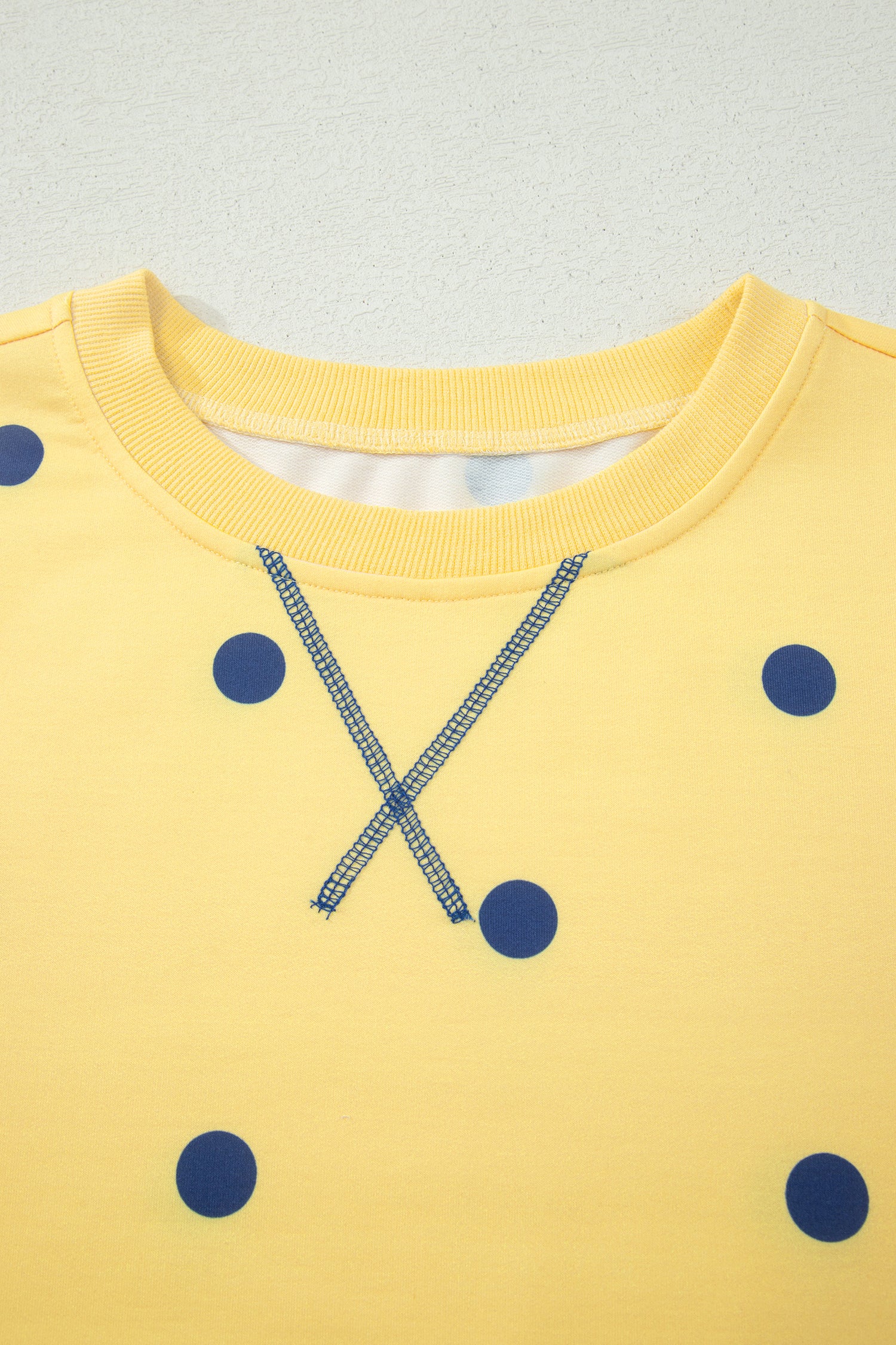 Yellow Polka Dot Print Crossed Seam Detail Oversize Tee
