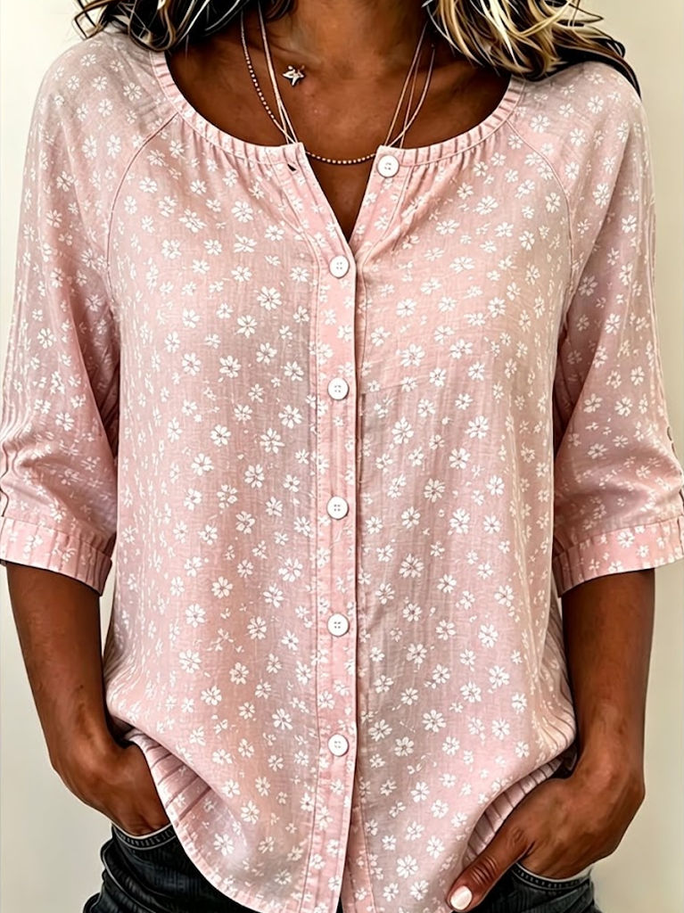 Crew Neck Half Sleeve Shirt Printing Casual Daily Top
