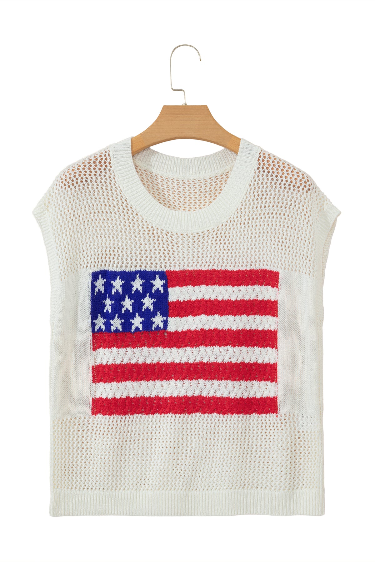 White Flag Graphic Short Sleeve Sweater Top