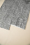 Gray Animal Print Wide Leg Terry Knit Pants
