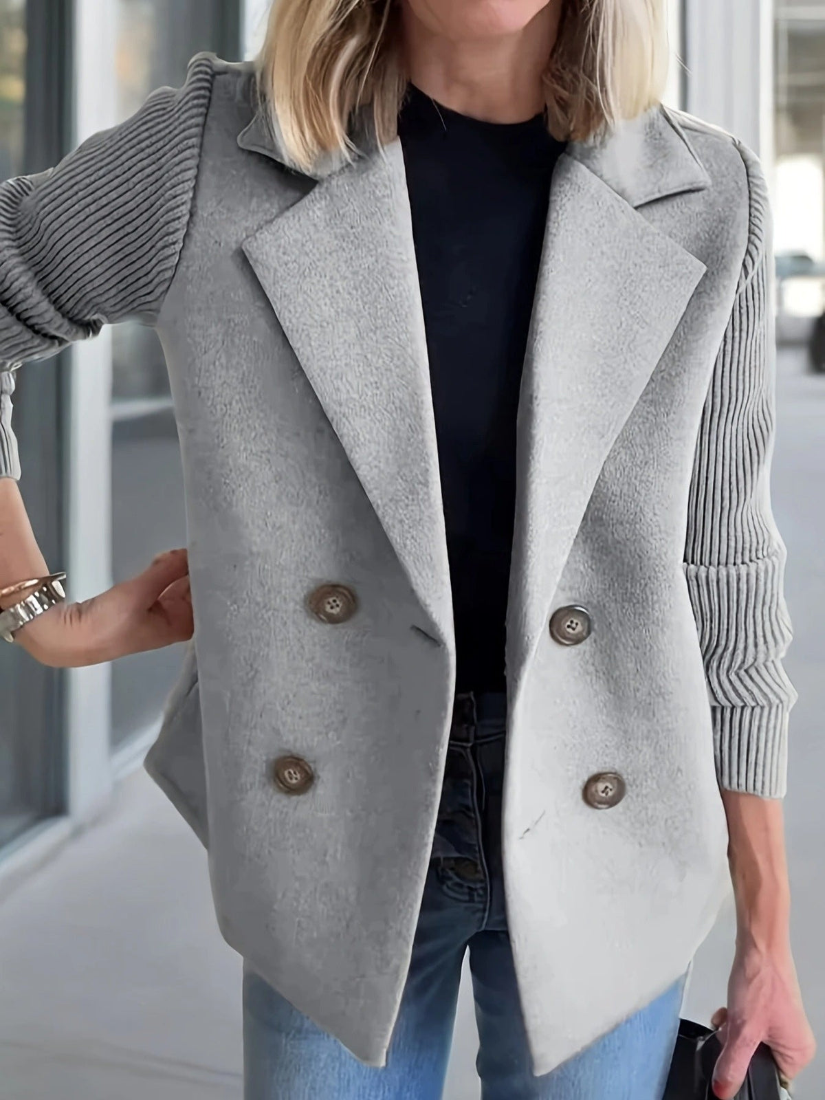 Blazer-collar Casual Top Fleece Coat
