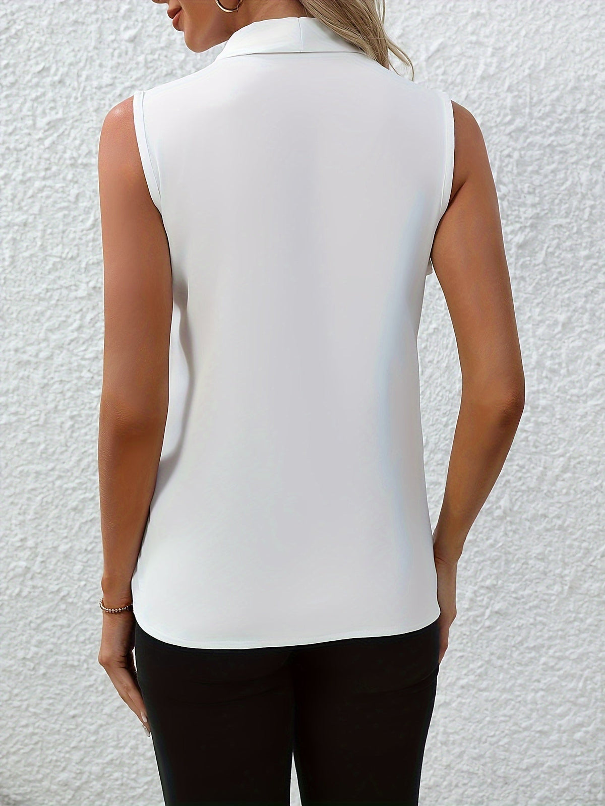 Chic V-neck Blouse, Elegant Sleeveless Top