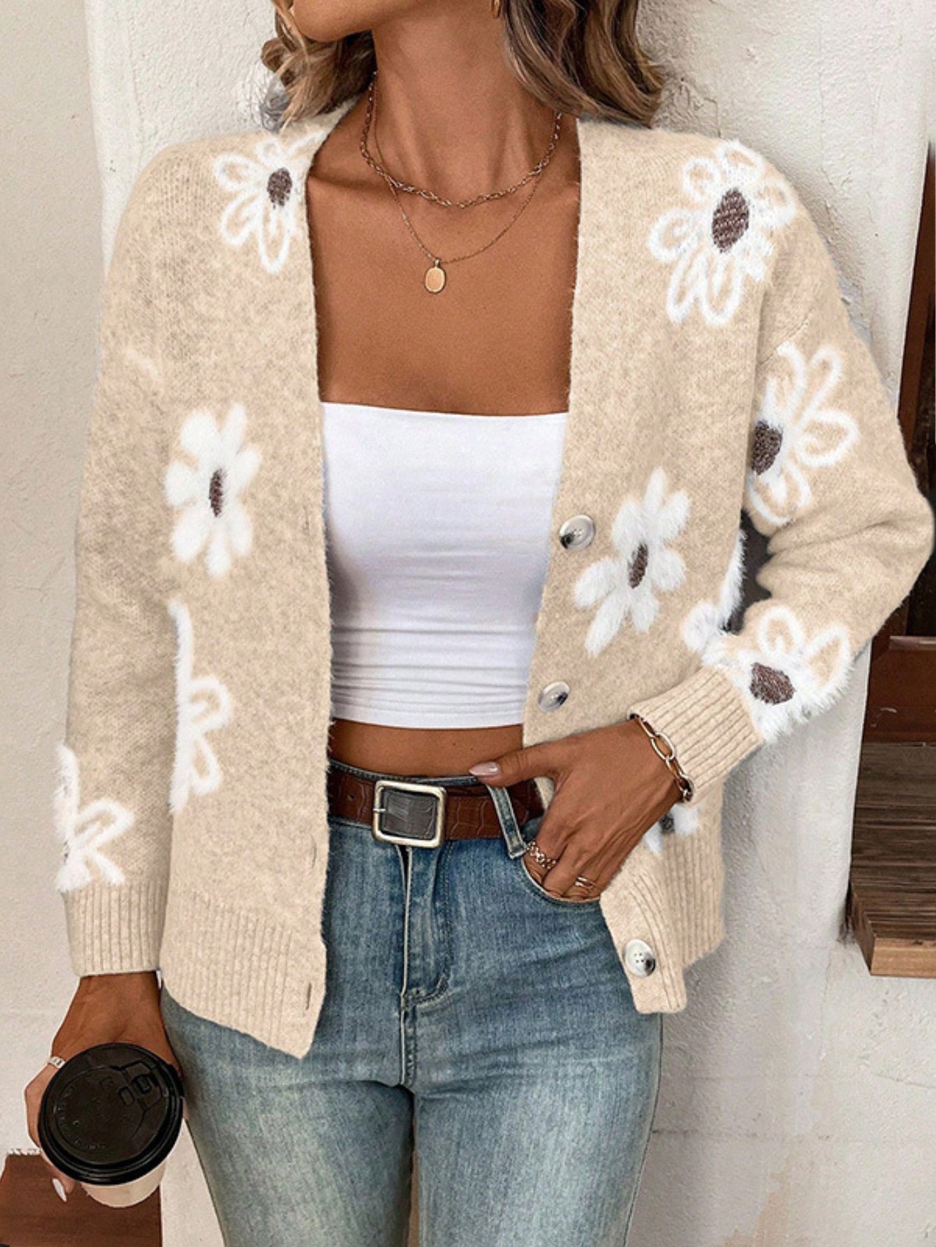 2024's Hottest Flower Pattern Cardigan Sweater - Trendy & Cozy Winter Wear