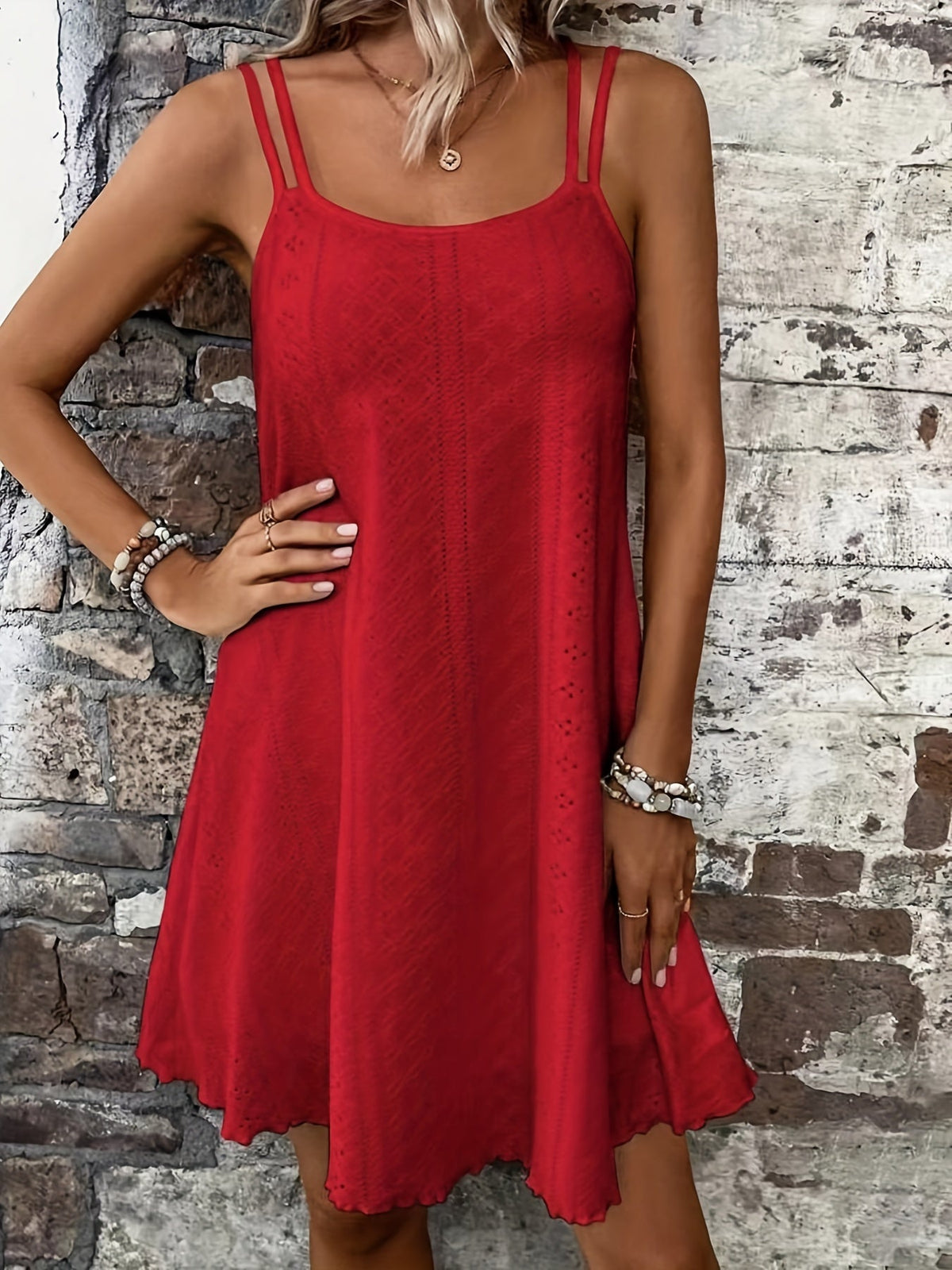 Elegant Sleeveless Lettuce Trim Dress