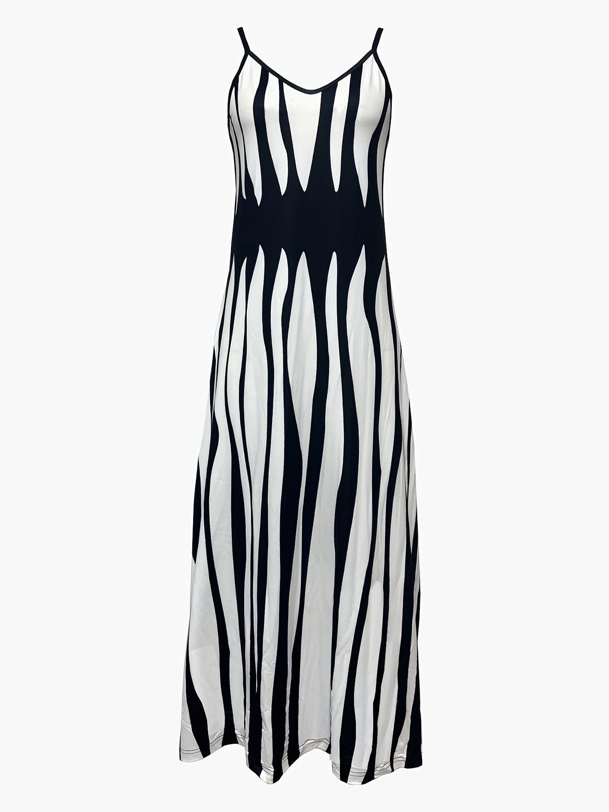 Geo Print V Neck Dress, Casual Spaghetti Strap Sleeveless Dress