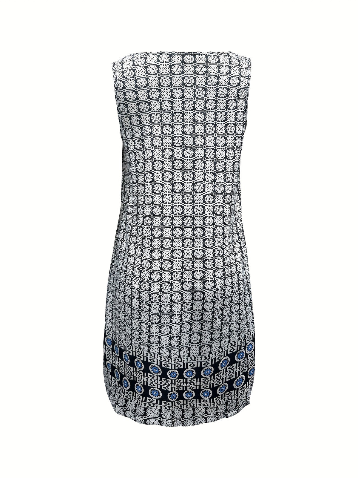 Bohemian Print Crew Neck Sleeveless A-Line Dress