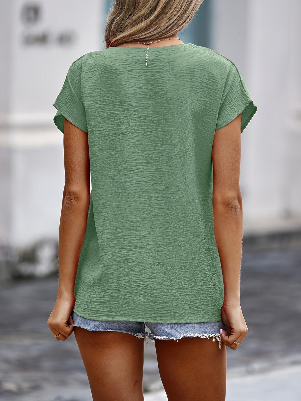 Elegant V-Neck Blouse with Button Detail - Perfect Fashion