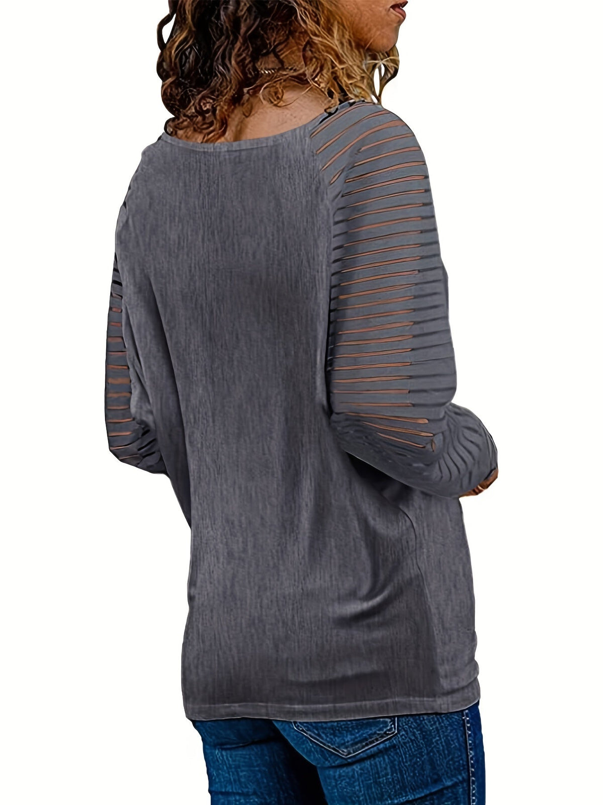 Striped Print Long Sleeve T-Shirt, Casual V Neck T-Shirt