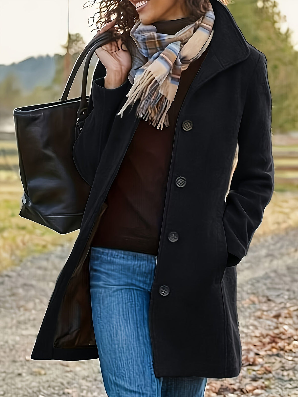 Stylish Solid Color Long Sleeve Single Breasted Overcoat - Wool & Blends Outerwear