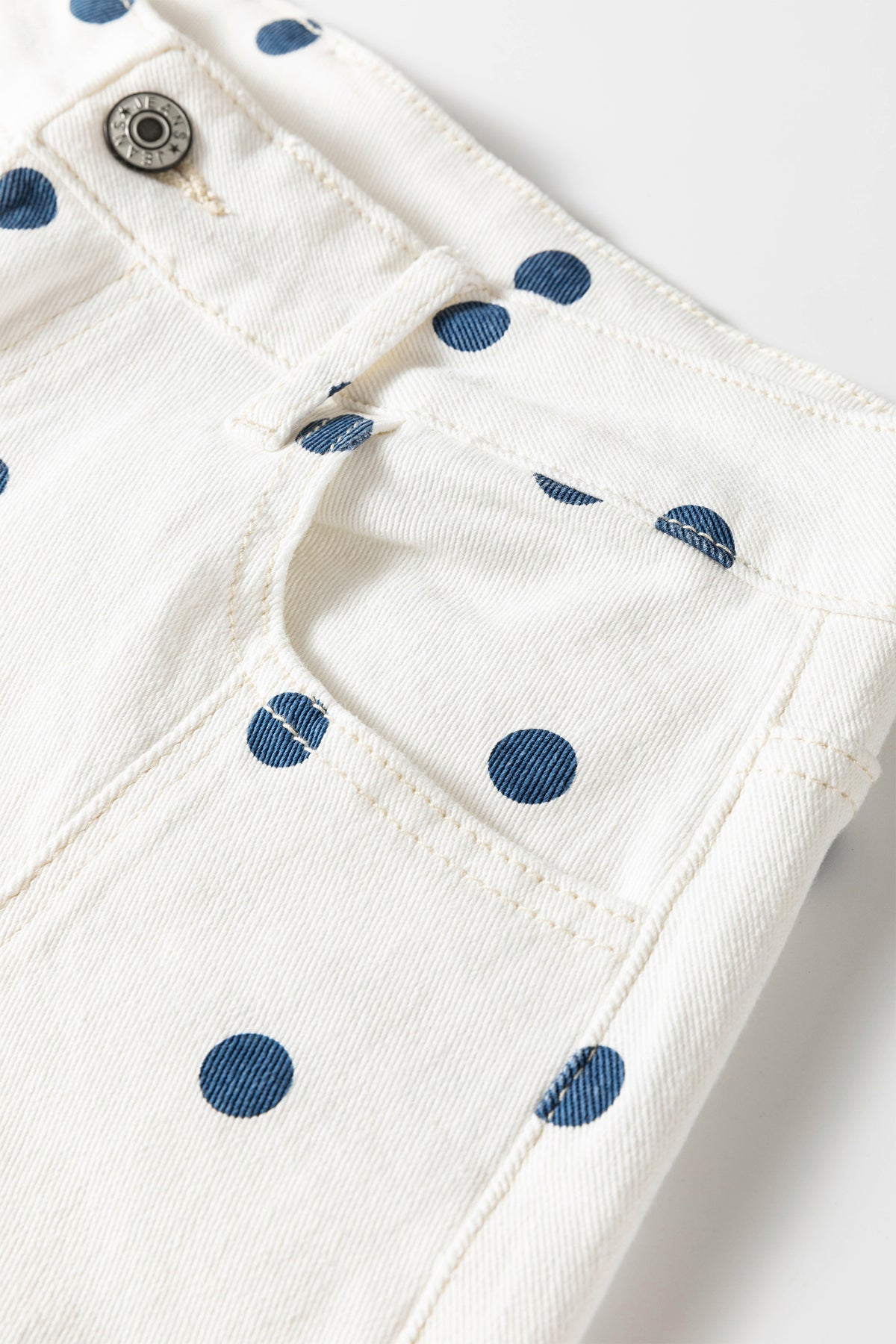Blue Tailored Seam Polka Dot Print Barrel Casual Jeans