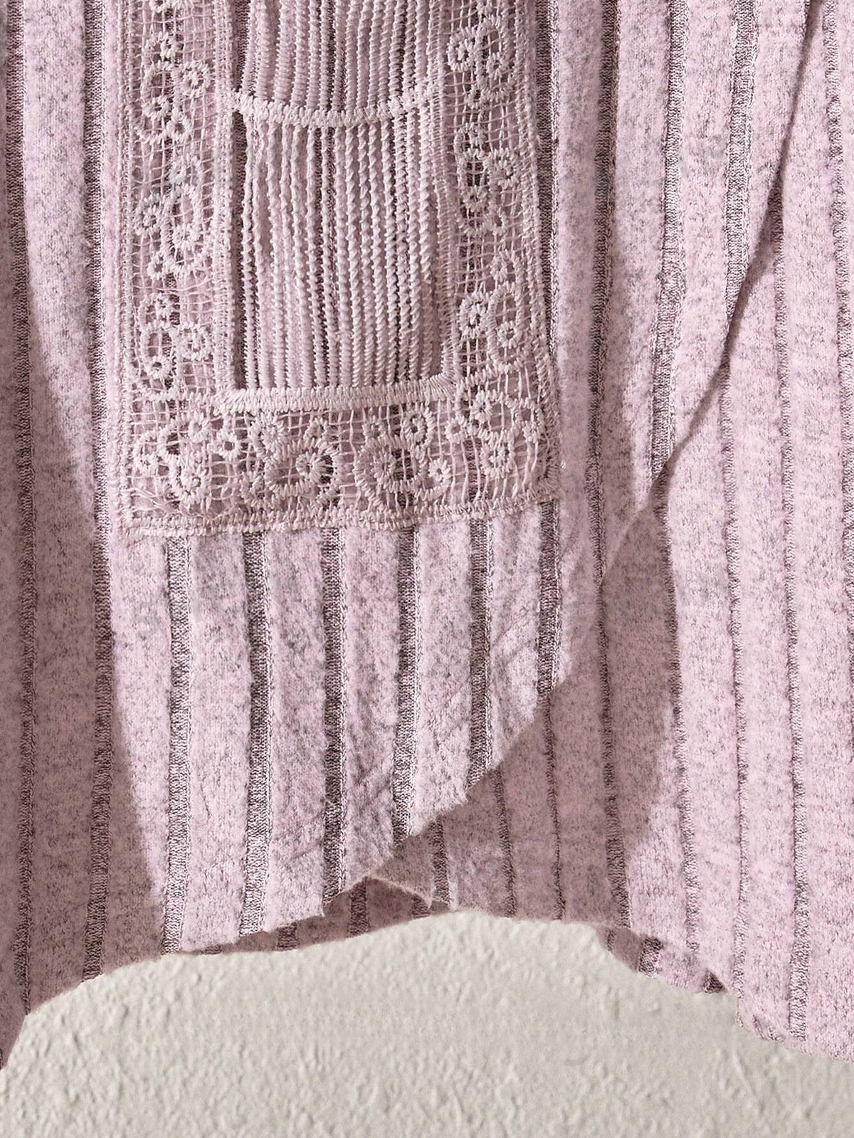 Casual Contrast Lace Round Neck Long Sleeve T-Shirt