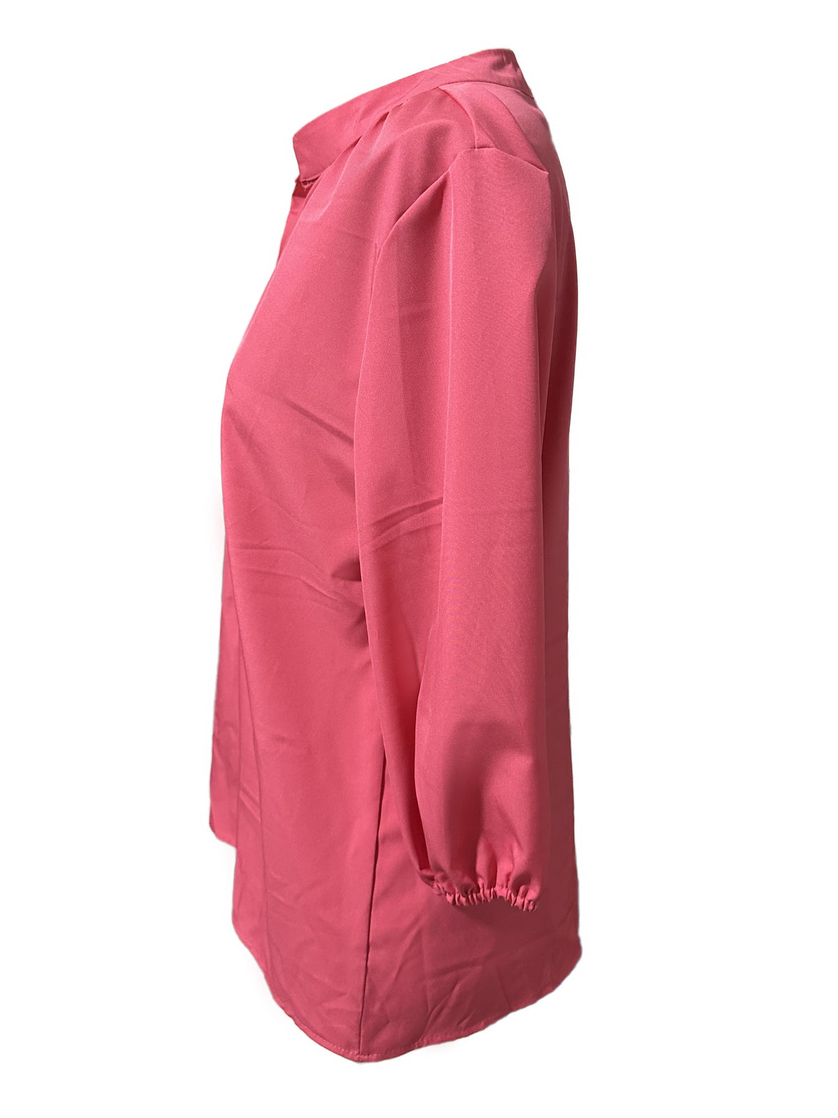 Solid Button Front Blouse, Casual Stand Collar Long Sleeve Blouse
