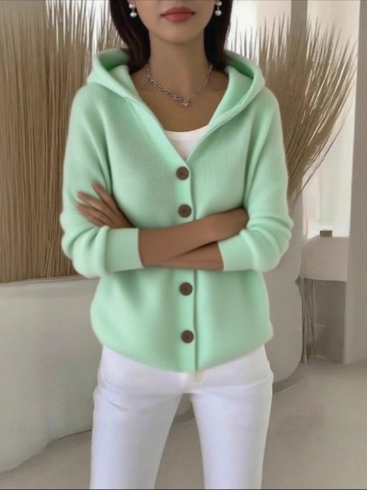 Soft and Comfortable Casual Long-sleeved Hooded Cardigan